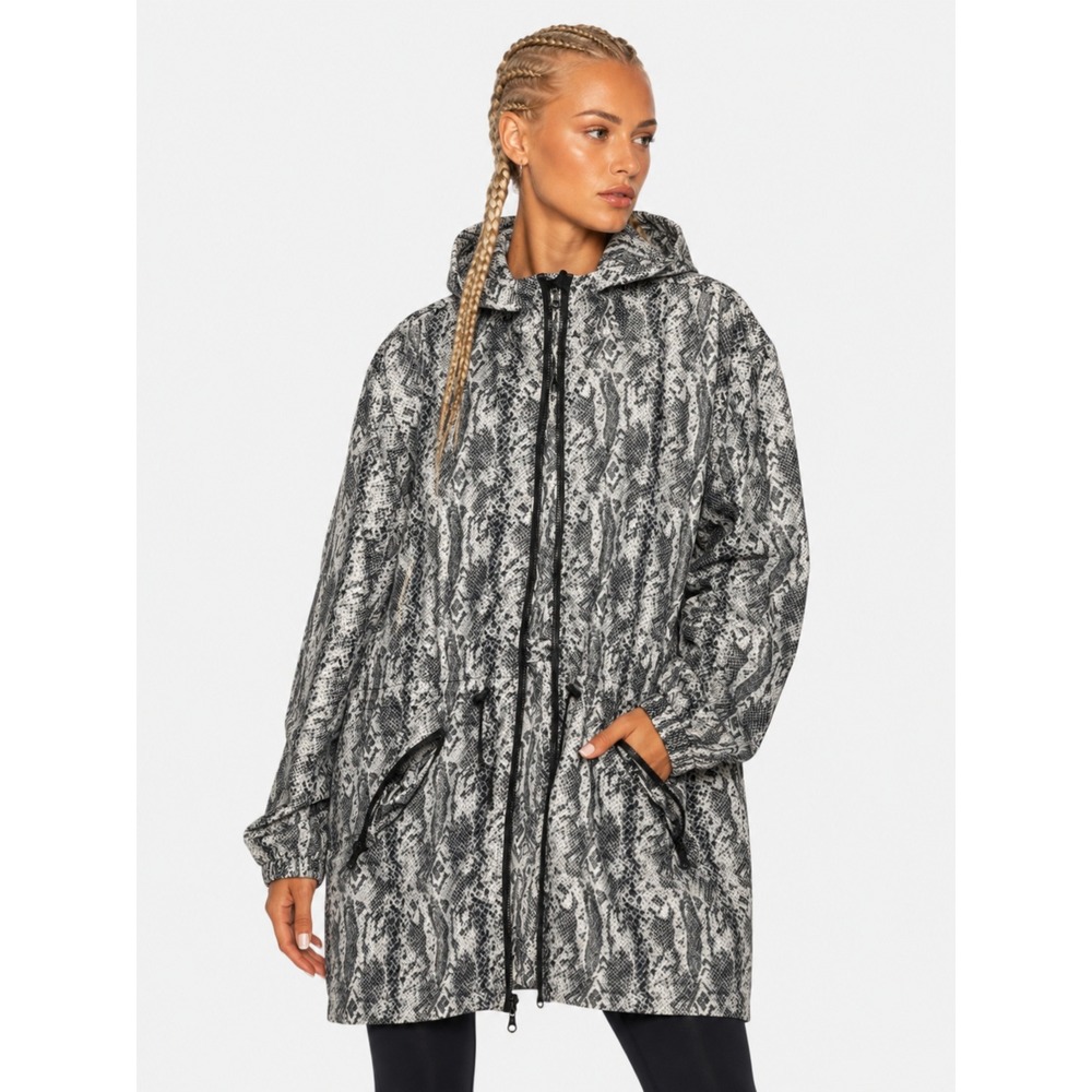 Shed Rain Snakeskin Hooded Packable Raincoat Windbreaker Gray M L NWOT New